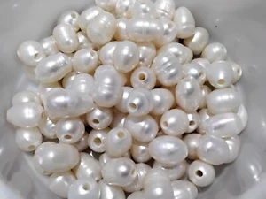 Nat Cultured Freshwater Pearl, 7-10x7-8mm, Oval, Cream, 1.8mm hole, 10 pcs. - Picture 1 of 3