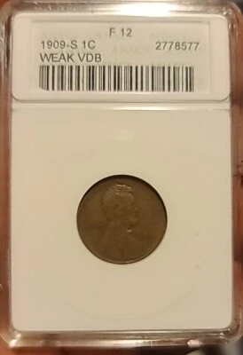 1909 S Vdb Wheat Penny F12 Anacs Key Date - Image 1 of 2