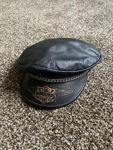 Vintage Harley Davidson Hat 6 3/4 Orange Wings Logo Captains Cap - Picture 1 of 4