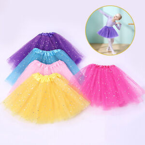Childrens Girls Glitter Star Sequin Tutu Fancy Dress Skirt Dance Dressing Up
