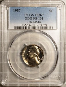FS-101 1957 Jefferson Nickel PR67 QDO Quad Obv Die PCGS # 81263759 + Bonus - Picture 1 of 2