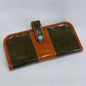 Cartera clutch artesanal cosida a mano 100 % charol para mujer - Imagen 1 de 9