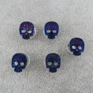 OIL SLICK BLACK SKULL Shoe Charms for Shoes Wristbands Set of 5 Luxury Designer - Picture 1 of 6