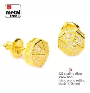 Men's Fashion 14k Gold Plated Mini Octagon Screw Back Stud Men's Earrings 465 G - Picture 1 of 3