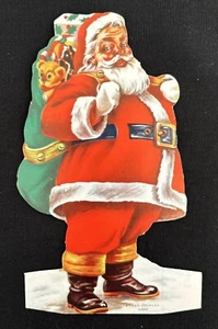 Vintage 1940s Christmas Santa Bank Club Card Advertising Paper Ornament Texas - Picture 1 of 10