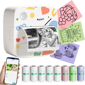 Sticker Printer with 9 Rolls Thermal Paper, Bluetooth Portable Thermal Printer C - Picture 1 of 8