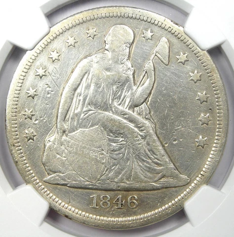 1846-O Seated Liberty Silver Dollar $1 - NGC VF Details - Rare New Orleans Coin! Cover
