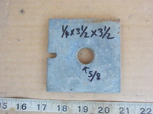 ¼"x3½"x3½", ⅝" Hole Galvanized Steel Plate Washer, New - Picture 1 of 1