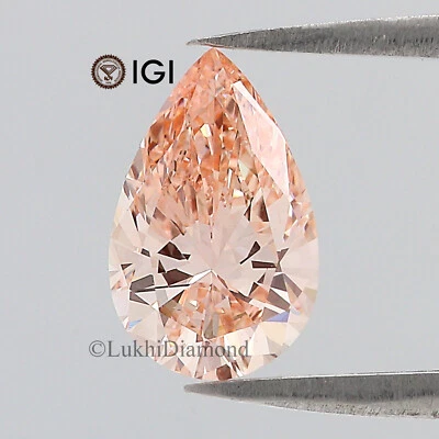 1.57 CT IGI Certified Pear Cut Fancy Vivid Pink Color VS1 Clarity Lab Diamond - Image 1 of 4