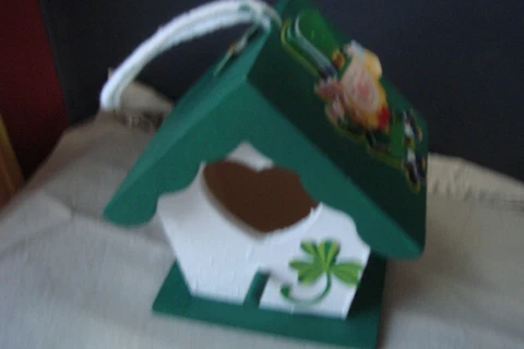 PATRICK DAY HANDCRAFTED WOOD BIRD HOUSE ORNAMENT3 3/4'' Cover