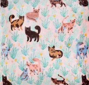 Cats in the Meadow Pink Soft Plush Throw Blanket 5' x 6 ft - The Big One -New - Picture 1 of 2