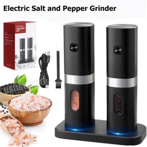 2X Electric Salt and Pepper Grinder for BBQ Restanrant Home Kitchen Rechargeable - Picture 1 of 10