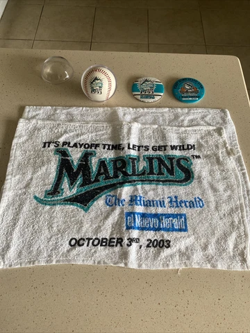 Florida Marlins 1993 Inaugural Year Baseball + Pins + Souvenir Towels Free Ship Cover