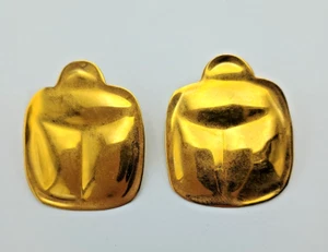Orecchini fatti a mano Sutton Hoo firmati e datati 1990 astratto scarabeo scarabeo 24kt GP - Foto 1 di 4