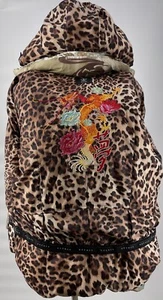 BOGNER Ski Snow Jacket Womens Size 10 Down Cheetah Asian Floral Hooded Coat - Picture 1 of 10