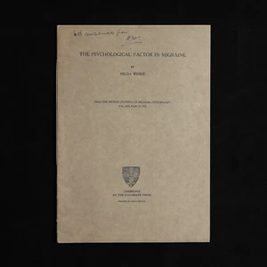 Psychological Factor in Migraine by Hilda Weber 1932 Signed - Picture 1 of 7