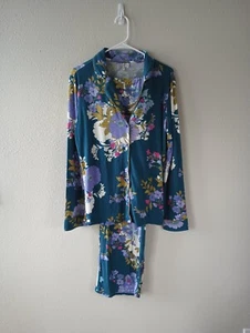 Nordstrom Floral Pajama Set Women's Sz S Teal Tencel Modal Long Sleeve EUC - Bild 1 von 14