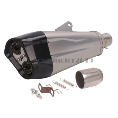 Motorcycle Exhaust Pipe Muffler Glossy Carbon Fiber End Cap 51mm 450mm 17.1INCH - Imagem 1 de 4