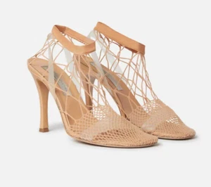 STELLA MCCARTNEY Z4750 Camel Nude Rubber 100 Fishnet Shoe Size US 7.5 EU 37.5 - Picture 1 of 10