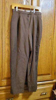 Talbots 12 P Silky Lined Dress Pants  Brown Zip And Button - Image 1 of 3
