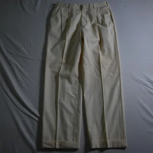 Ralph Lauren Purple Label 30x30 Ivory Italy Cuffed 100% Wool Mens Dress Pants - Picture 1 of 9
