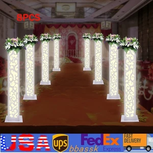 8Pcs Flower Columns LED White Elegant Wedding Column Pillar Decoration - Picture 1 of 17