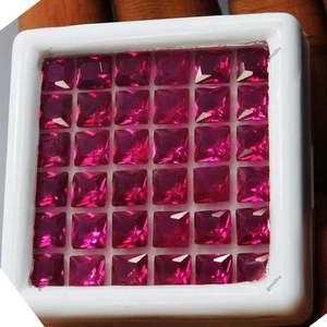 20 PCS NATURAL Red RUBY Loose Gemstone CERTIFIED Square Shape Lot - Picture 1 of 10