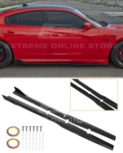 GLOSSY BLACK Side Skirt For 15-Up Dodge Charger SRT Track Style Rocker Panels - Picture 1 of 12