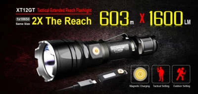 Klarus XT12GT 1 x 18650 / 2 x CR123A CREE XPH35 HI D4 1600 Lumen LED Flashlight - Image 1 of 4