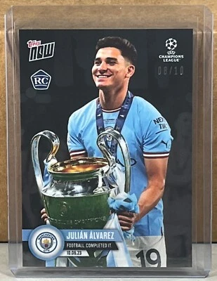 2022 23 TOPPS NOW UEFA #124 JULIAN ALVAREZ Manchester ROOKIE Black Parallel 8/10 - Image 1 of 3