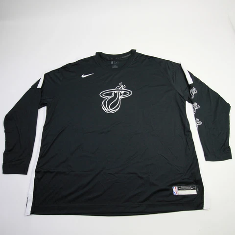 Miami Heat Nike NBA Authentics Dri-Fit Long Sleeve Shirt Men's Black/White New Cover