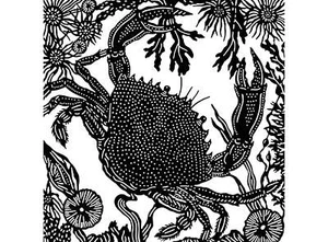 Ocean Crab 2 pcs 4" Black Fused Glass Decals - Picture 1 of 1