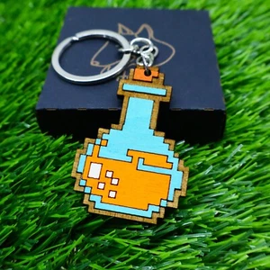 Wooden Magic Potion Keychain, Unique Decor, Custom Key Holder, Creative D&D Gift - Picture 1 of 2