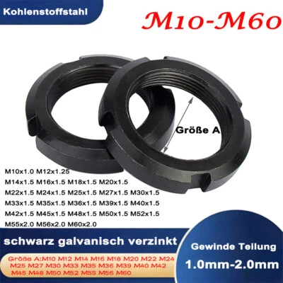 Nutmutter Wellenmutter DIN 981 Stahl verzinkt Schwarz rechts Gewinde M10 bis M60 - Bild 1 von 4