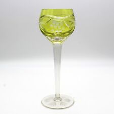 Saint St Louis Wine Hock Goblet Chartreuse Cut-to-Clear Diamond-Cut Stem 8"