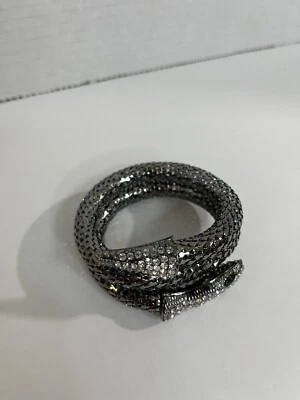 Pulsera serpiente malla escamas enrolladas cristal estrás cabeza cola GUNMETAL 1246GUN Foto 1 de 4