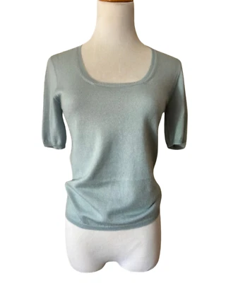 Prada Blue Short Sleeve Knitted Sweater - Image 1 of 4