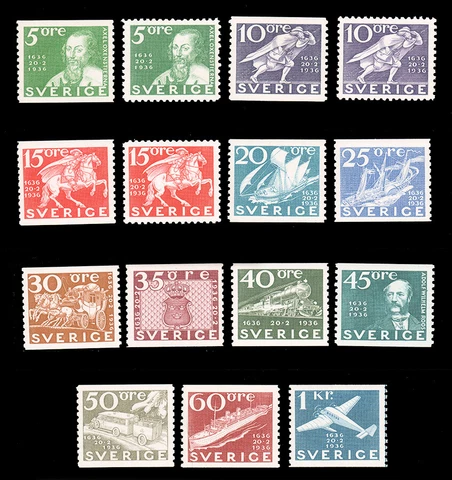 Sweden 1936 POSTAL SERVICE ANNIVERSARY MNH #248-62 Cover