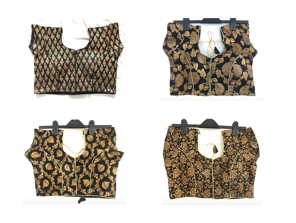 BLACK GOLD BLOUSE INDIAN WEDDING SARI SAREE ETHNIC CROP TOP PARTY CHOLI 10 12