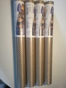 Lot of 4 FINE DECOR Double Rolls GOLD/BURG WALLPAPER NOS ENGLAND 222 Sq.ft Total - Picture 1 of 8