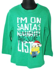 Minion I'm On Santa's Awesome List Long Shirt 4 - Despicable Me Kids Small 2015 - Picture 1 of 4