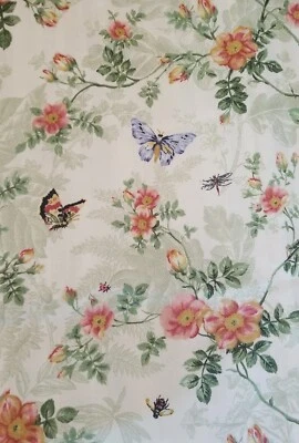 Mill Creek  146X55" Floral Botanical Fabric Bees Butterflies Dragonfly  - Image 1 of 4