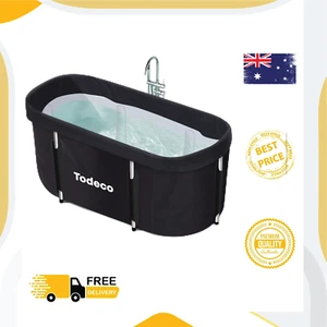 Todeco Portable Foldable Bathtub Soaking Hot Bath Tub for Adults, Black - Picture 1 of 10