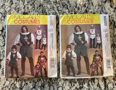 (2) McCalls M5500 Prince Knight Samurai Costume Patterns (Men S-XL and Kids 3-8) - Image 1 of 3