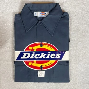 Vintage Dickies Hemd Herren Medium 15 Dunkelblau Langarm Arbeit Made in USA Neu - Bild 1 von 4