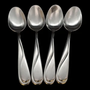 4 Hampton Silversmiths Swirl Teaspoons - 6 1/4" Stainless Steel China - Picture 1 of 4