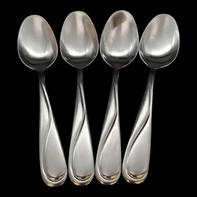4 Hampton Silversmiths Swirl Teaspoons - 6 1/4" Stainless Steel China - Image 1 of 4