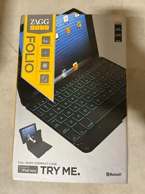 ZaggKeys Apple iPad Mini NEGRO Folio Cuerpo Completo Estuche Iluminado-Teclado zagg Foto 1 de 2