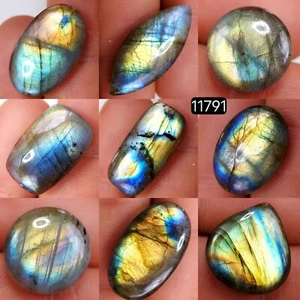 Lote de 9 piedras preciosas cabujón labradorita natural de 125 quilates 29X12-17X16 mm #R-11791 - Imagen 1 de 4