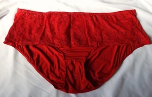 BRAGAS Hipster con panel de encaje de nailon rojo elección cómoda talla 14 plus 64" cadera - Imagen 1 de 6